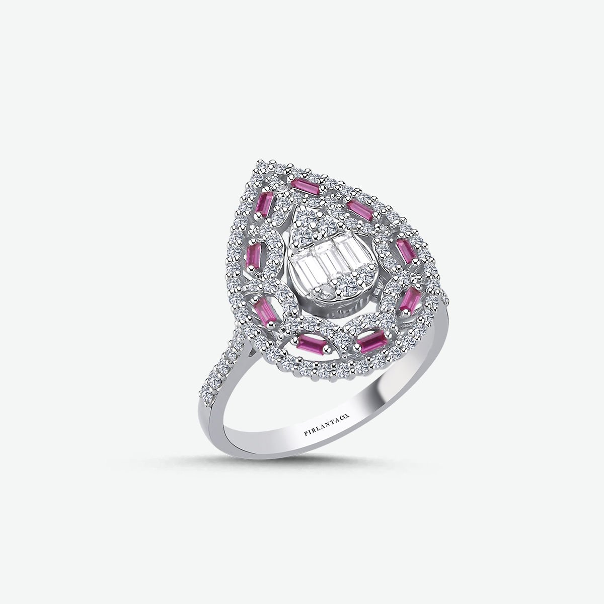 0.70 KARAT PIRLANTA TASARIM YÜZÜK ''PINK''