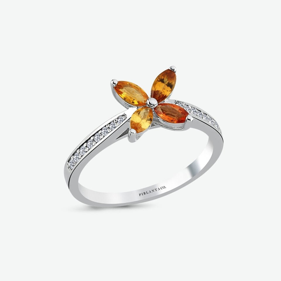 0.10 KARAT PIRLANTA KELEBEK YÜZÜK ''ORANGE''