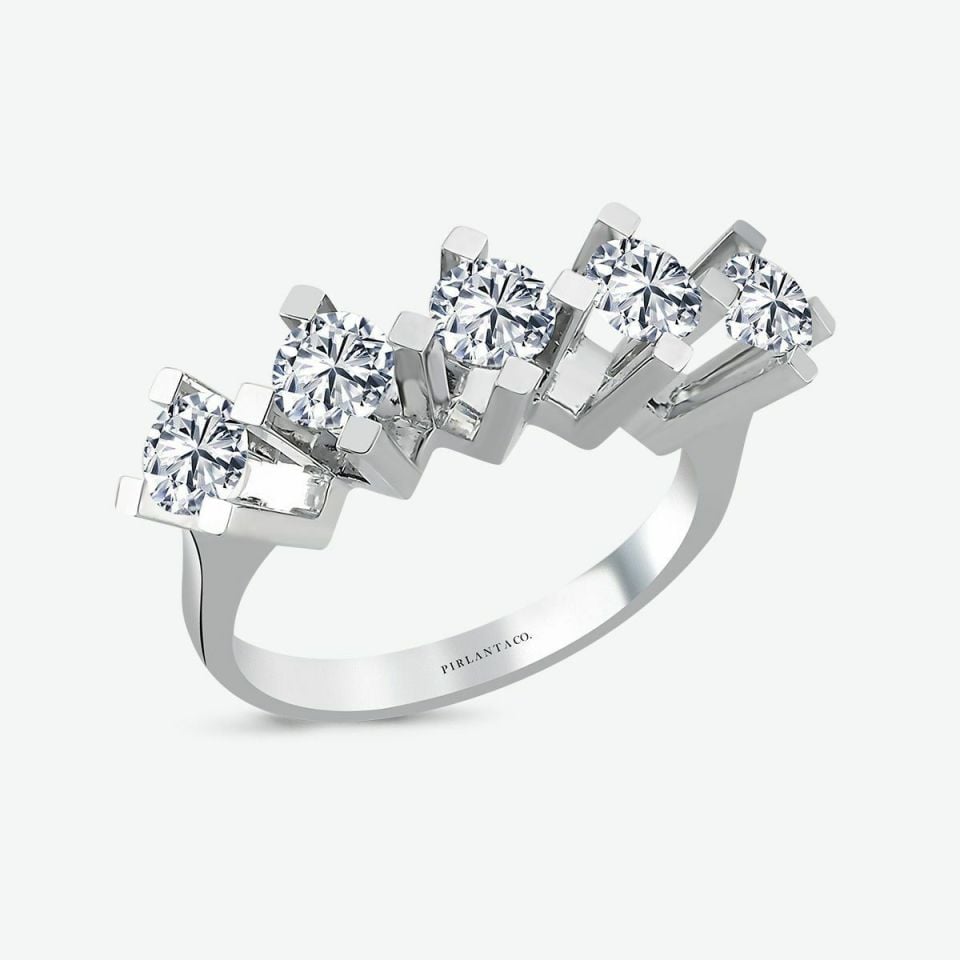 HRD SERTİFİKALI  2.00 KARAT F RENK PIRLANTA BEŞTAŞ YÜZÜK