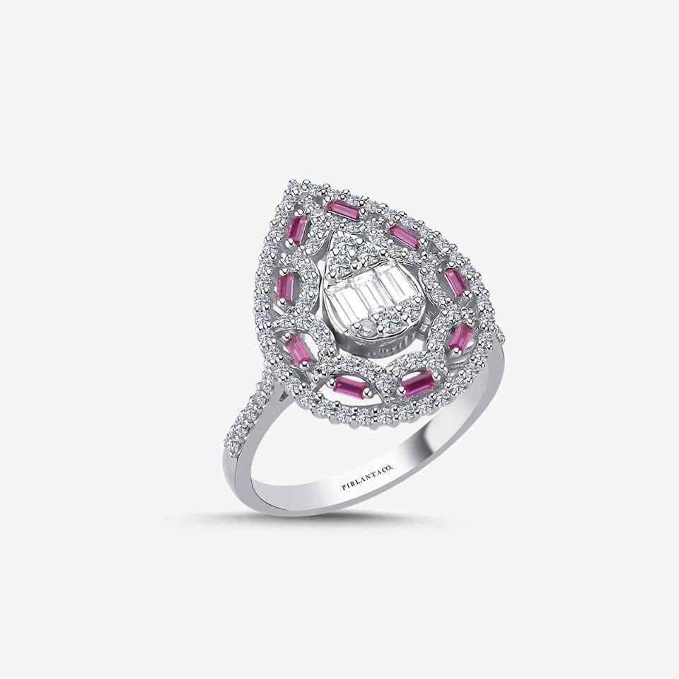 0.70 KARAT PIRLANTA TASARIM YÜZÜK ''PINK''