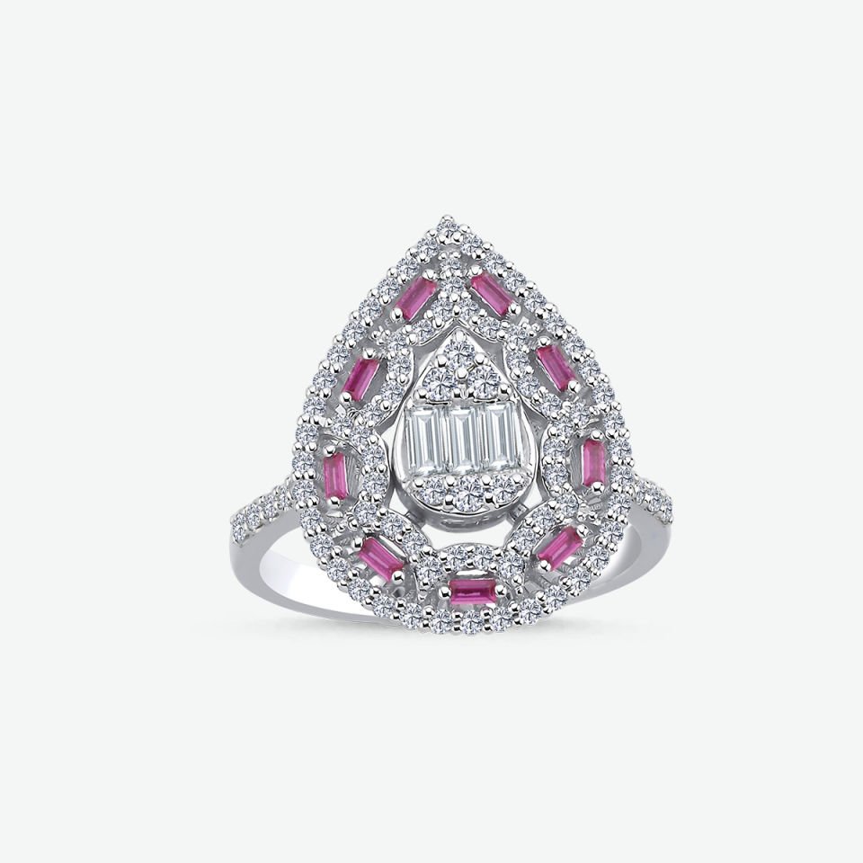 0.70 KARAT PIRLANTA TASARIM YÜZÜK ''PINK''