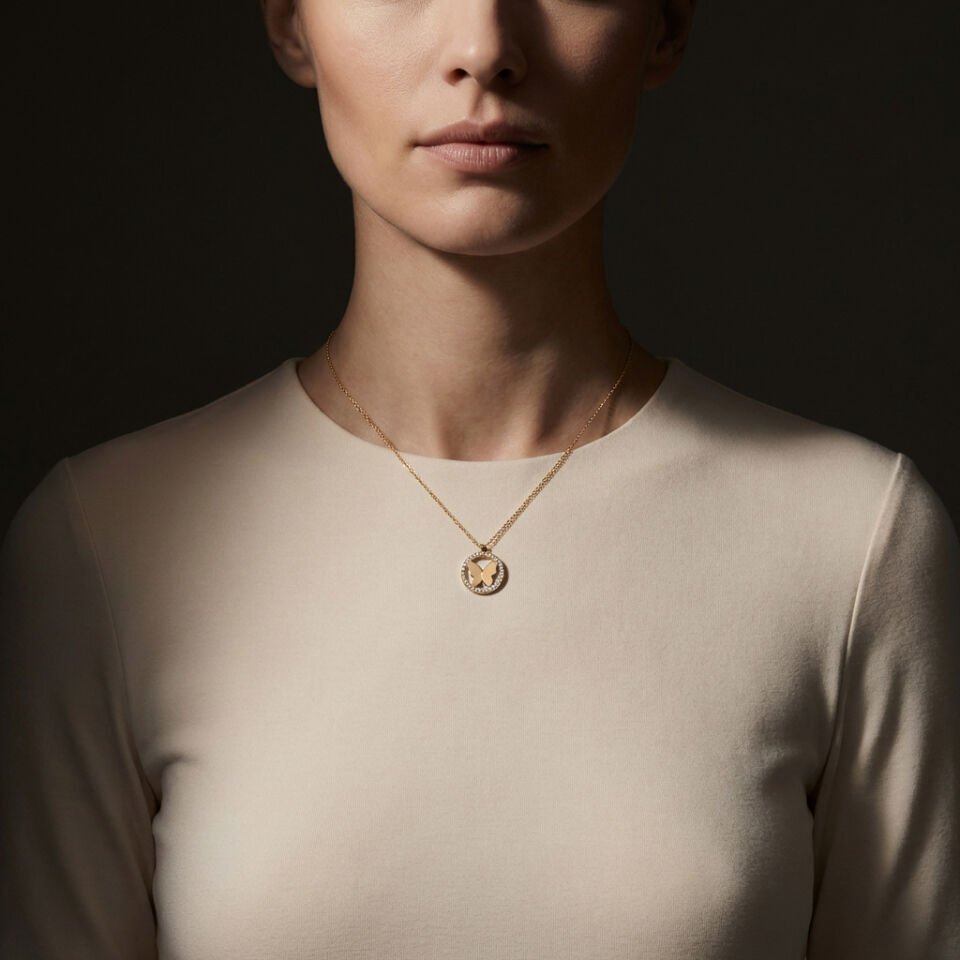 Papillon 14 Ayar Altın Kelebek Kolye