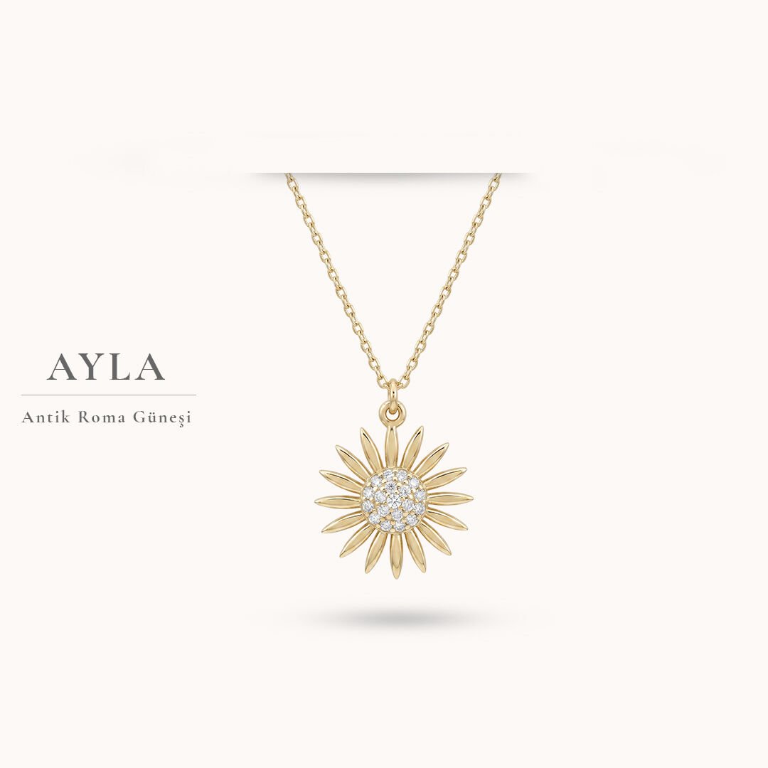 Ayla 14 Ayar Altın Güneş Kolye