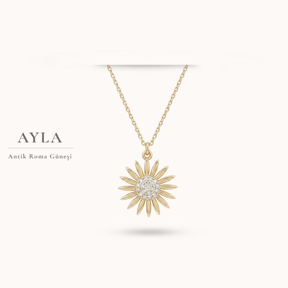 Ayla 14 Ayar Altın Güneş Kolye