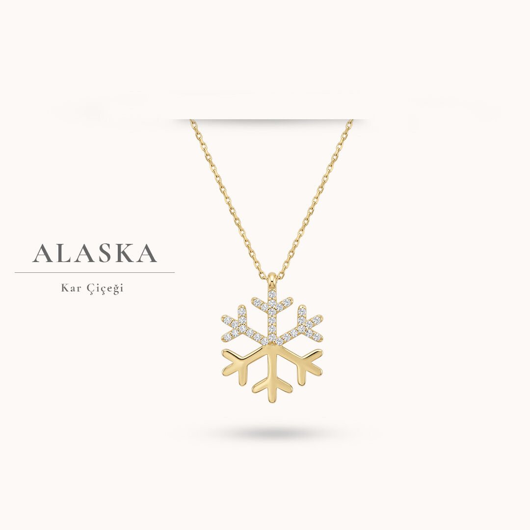 Alaska 14 Ayar Altın Kar Tanesi Kolye